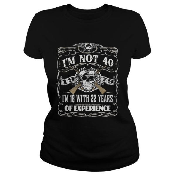 Skull and guns I’m not 40 I’m 18 with 22 years of experience 1979 shirt