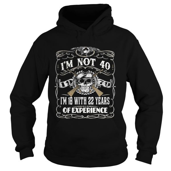 Skull and guns I’m not 40 I’m 18 with 22 years of experience 1979 shirt