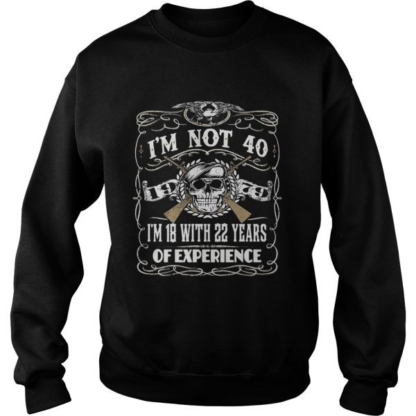 Skull and guns I’m not 40 I’m 18 with 22 years of experience 1979 shirt