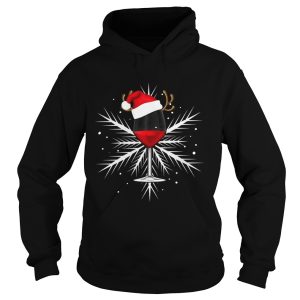 Snowflake wine with Santa hat shirt 2