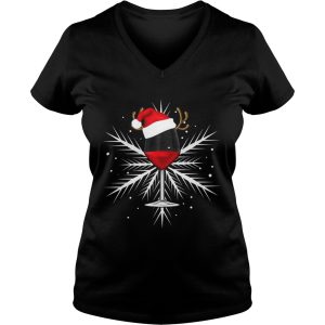 Snowflake wine with Santa hat shirt 3