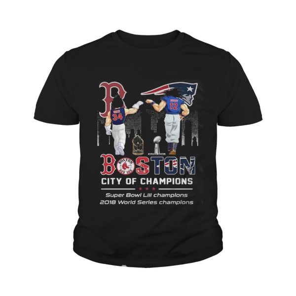 Songoku and Vegeta Tom Brady and David Ortiz Boston City of Champions Super Bowl Shirt