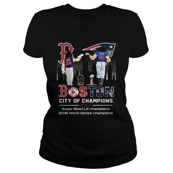 Songoku and Vegeta Tom Brady and David Ortiz Boston City of Champions Super Bowl Shirt