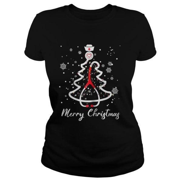 Stethoscope Christmas Tree Merry Christmas Nurse Gift Shirt