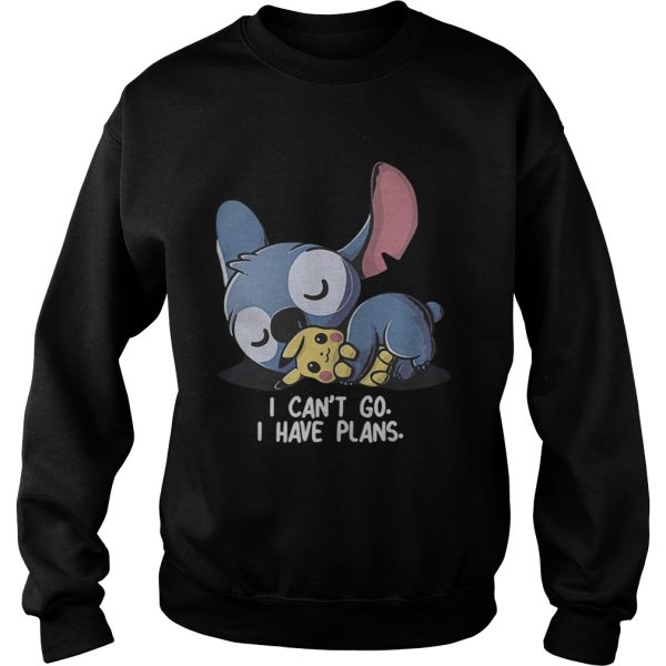 Stitch hug Pikachu I can’t go I have plans shirt