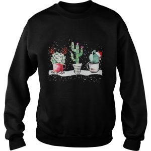 Succulent Christmas reindeer fairy lights and Santa hat shirt 1