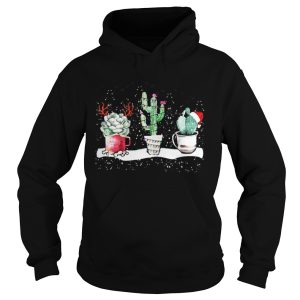 Succulent Christmas reindeer fairy lights and Santa hat shirt 2