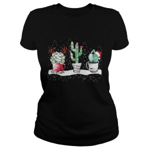 Succulent Christmas reindeer fairy lights and Santa hat shirt 4