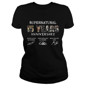 Supernatural 15 years anniversary Jensen Ackles Jared Padalecki Misha Collins signature shirt 1