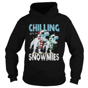 T Rex Dinosaurs chilling with my snowmies christmas shirt 1