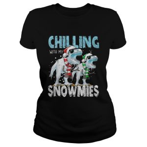 T Rex Dinosaurs chilling with my snowmies christmas shirt 2