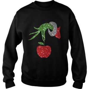 Teacher Grinch hand holding apple ornament shirt 1