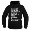 The Dasher dancer prancer vixen tequila rum vodka and whiskey shirt
