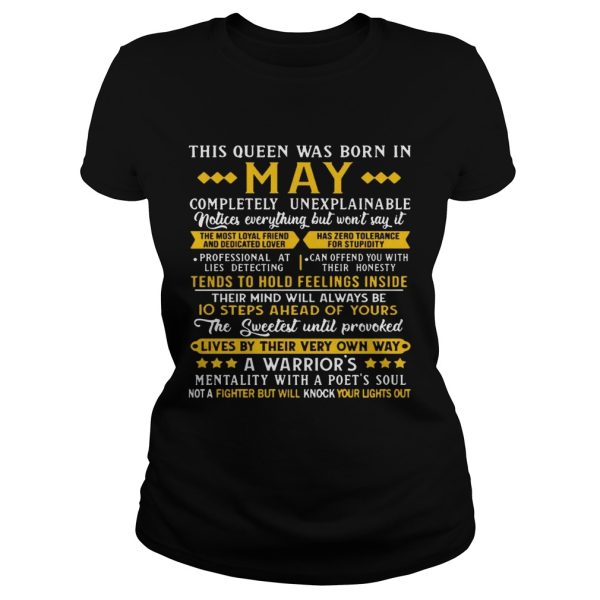 This Queens Was Born In May A Warrior’s Mentality Birthday Women T-shirt