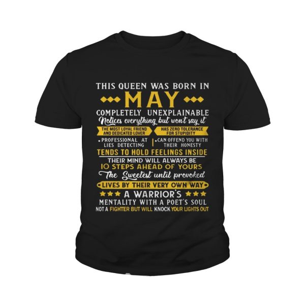 This Queens Was Born In May A Warrior’s Mentality Birthday Women T-shirt