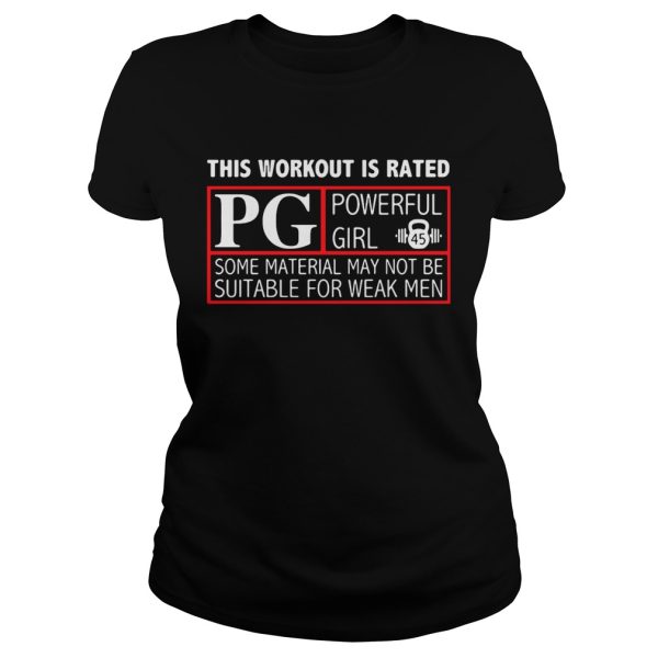 This workout is rated PG powerful girl some material may not be suitable for weak men shirt