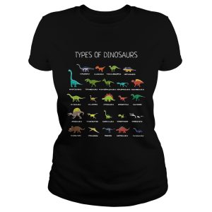Types of dinosaurs Diplodocus Allosaurus Parasaurolophus Ankylosaurus shirt 1
