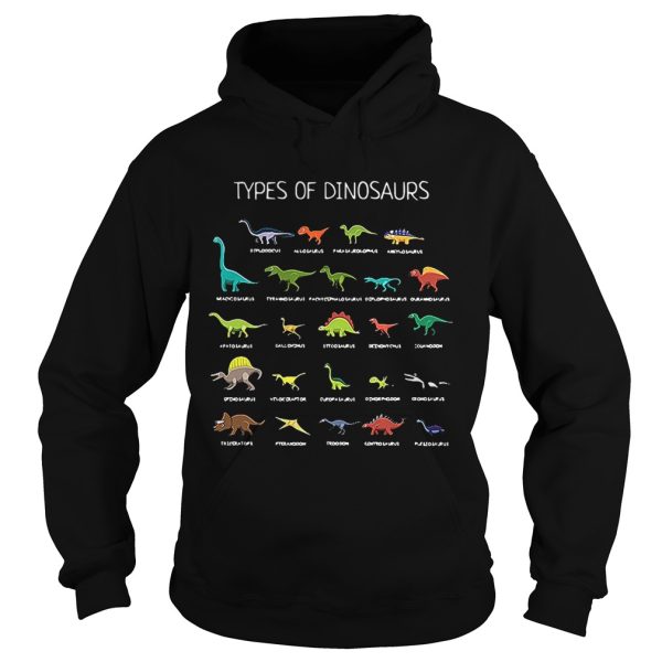 Types of dinosaurs Diplodocus Allosaurus Parasaurolophus Ankylosaurus shirt