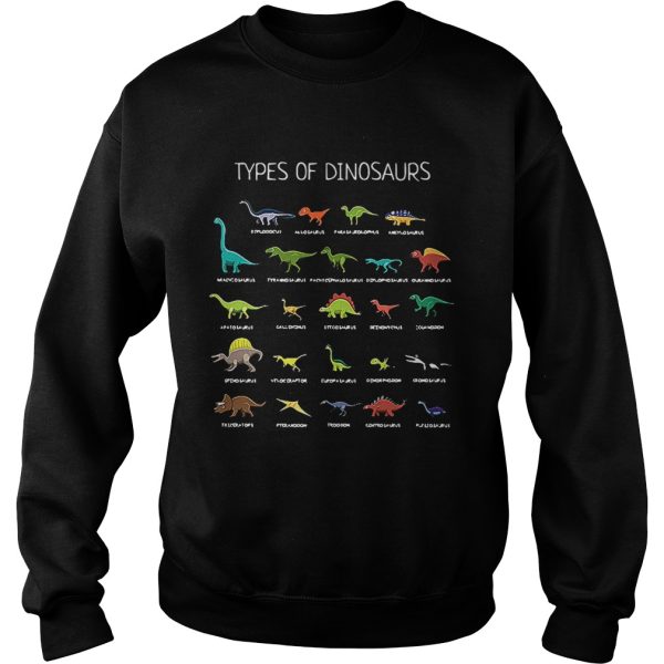 Types of dinosaurs Diplodocus Allosaurus Parasaurolophus Ankylosaurus shirt