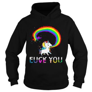 Unicorn rainbow fuck you love you shirt 2