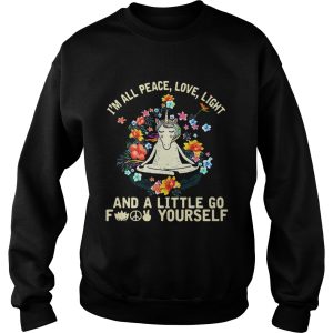 Unicorn yoga I'm all peace love light and a little go fuck yourself shirt 3