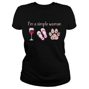Wine Flip Flop Dog I'm A simple Woman T Shirt 1