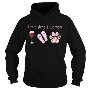 Wine Flip Flop Dog I'm A simple Woman T Shirt 2