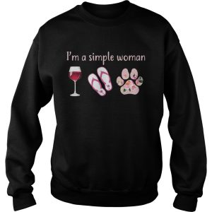 Wine Flip Flop Dog I'm A simple Woman T Shirt 3