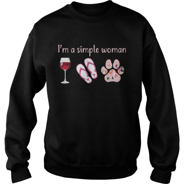 Wine Flip Flop Dog I’m A simple Woman T-Shirt