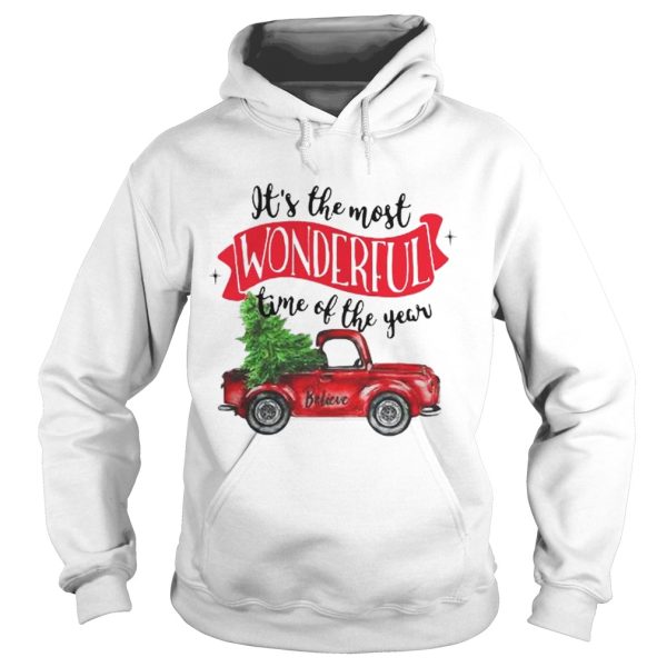 Wonderful time of the year Christmas tree red car believe shirt
