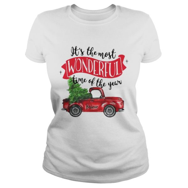 Wonderful time of the year Christmas tree red car believe shirt