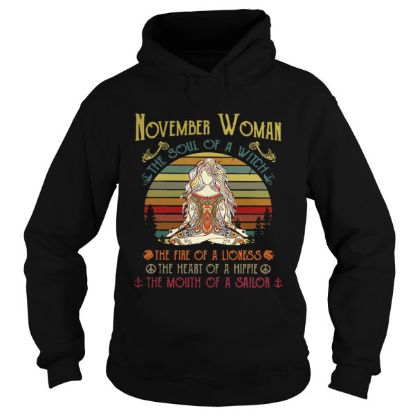 Yoga November woman the soul of a witch the fire of a lioness shirt