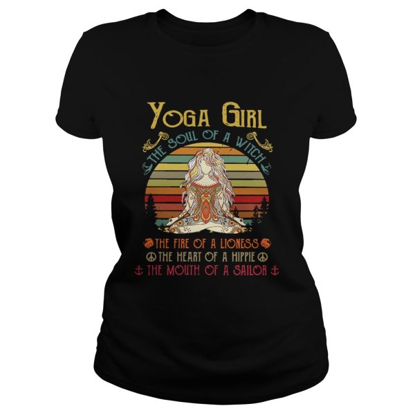 Yoga girl the soul of a witch the fire of a lioness the heart of a hippie the mouth of a sailor retro shirt