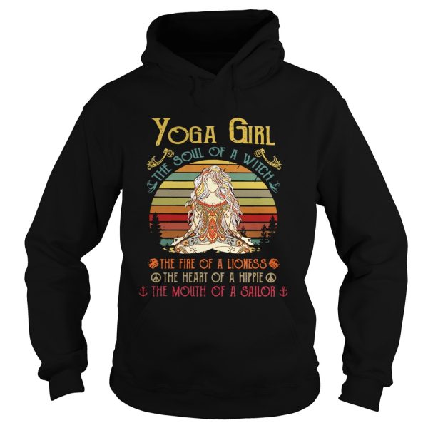 Yoga girl the soul of a witch the fire of a lioness the heart of a hippie the mouth of a sailor retro shirt