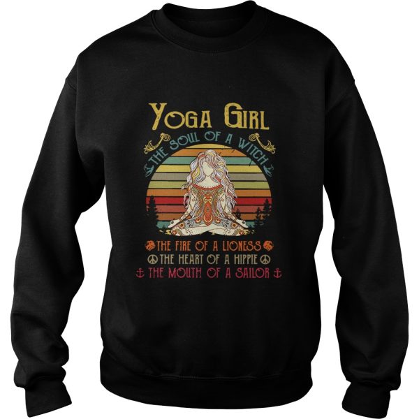 Yoga girl the soul of a witch the fire of a lioness the heart of a hippie the mouth of a sailor retro shirt