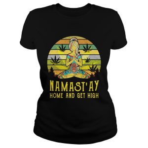 Yoga girl weed Namast'ay home and get high retro shirt 1