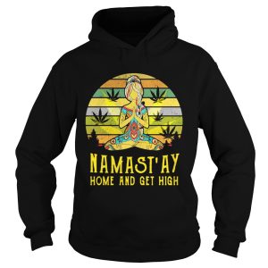 Yoga girl weed Namast'ay home and get high retro shirt 2
