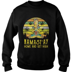 Yoga girl weed Namast'ay home and get high retro shirt 3