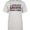 med tech drawing a rainbow shirt
