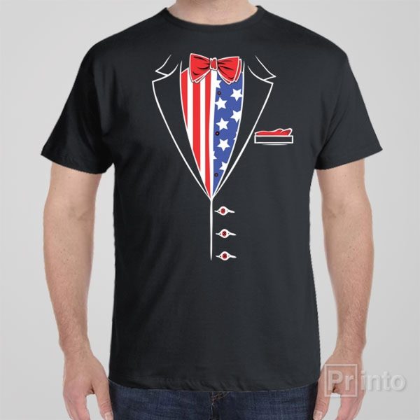 American flag Tuxedo T-shirt