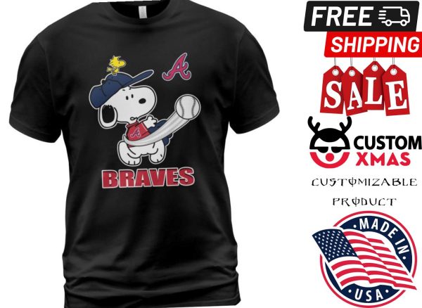 Atlanta Braves Snoopy Woodstock play Baseball Shirt