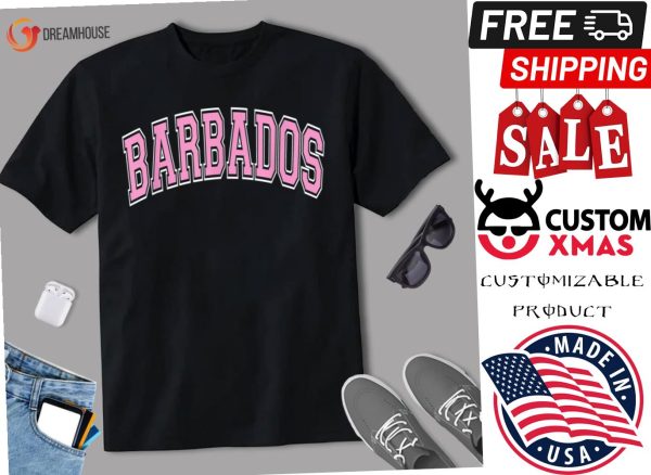 Barbados Varsity Style Pink Text Shirt