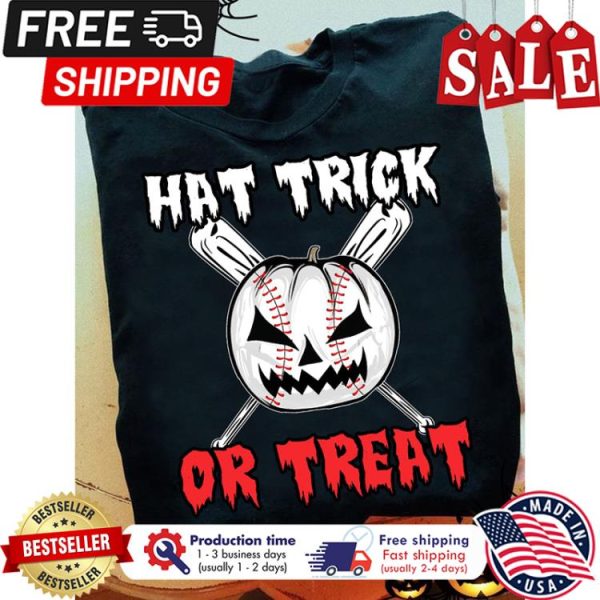 Baseball hat trick or treat halloween shirt