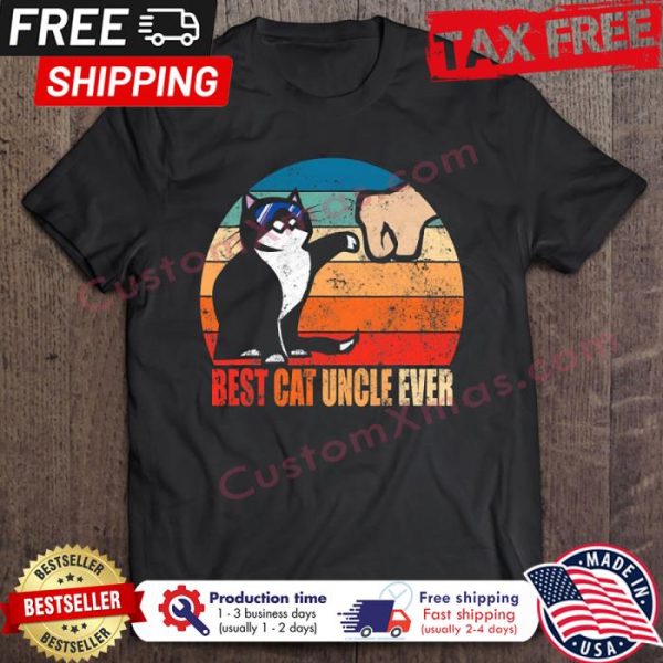 Best Cat Uncle Ever Retro Sunset Vintage shirt