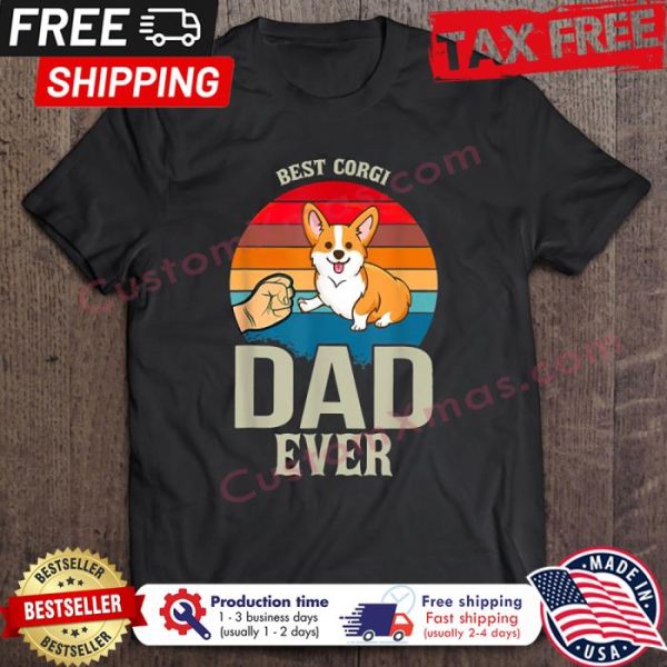 Best Corgi Dad Ever Retro Sunset Vintage shirt