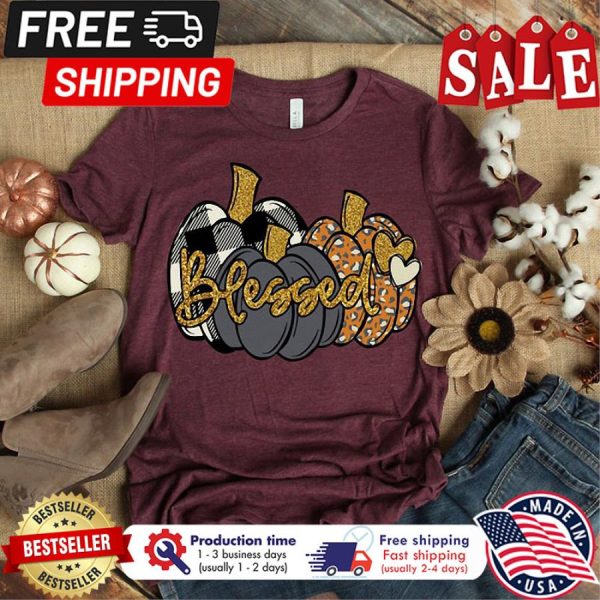 Blessed Pumpkin plaid leopard thanksgiving shirt