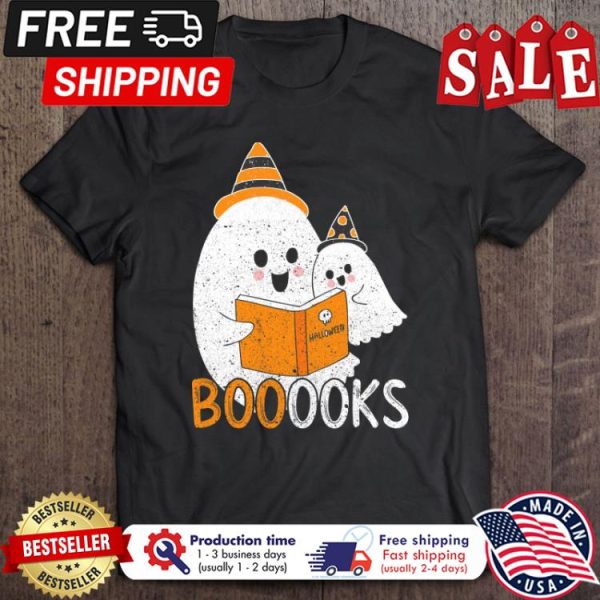 Boo Ghost reading book halloween shirt