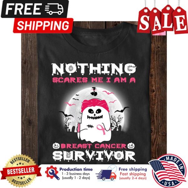 Boo nothing scares me I am a breast cancer survivor halloween shirt
