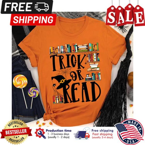 Books trick or read halloween shirt