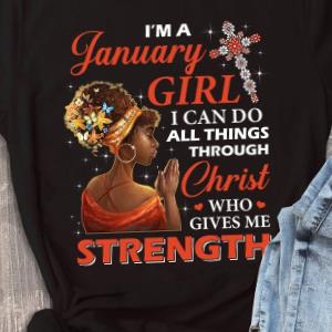 Born In January Birthday Black Girl Shirt
